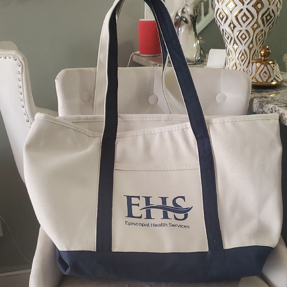 EHS Canvas Large Tote Bag with Navy Accents